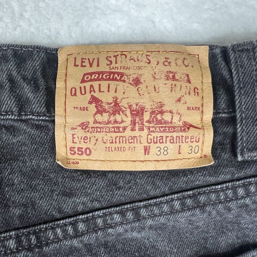 Vintage Levis Jeans‎ Mens 38x30 Black Faded 550 Relaxed Straight Y2K Denim USA - Picture 7 of 14